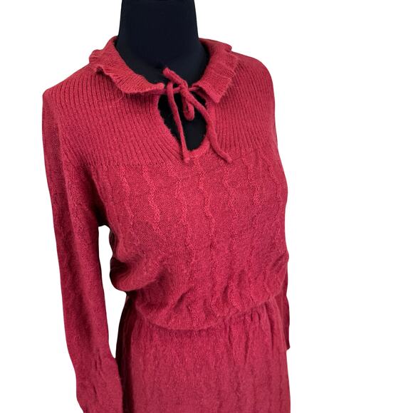 Vintage 1970s Burgundy Knit Midi Dress by C&A – Size 6/42 - Picture 6 of 14